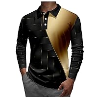Mens Casual Dress Shirt Men's Lapel Long Sleeve Printed Casual Top Loose Sports Lapel Shirt