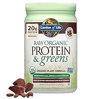 Raw Organic Protein & Greens - Chocolate - Vegan Protein Powder for Women and Men, Plant Protein, Pea Protein, Greens & Probiotics - Dairy Free, Gluten Free Low Carb Shake, 20 Servings