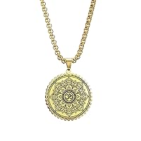 Lotus Flower Necklace for Men Women Om Ohm Symbol Yoga Buddhist Pendant Stainless Steel Vintage Mandala Pendant Necklace Spiritual Jewelry Gift (Gold/Lotus)