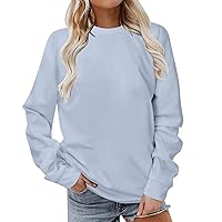 Womens Casual Shirts Long Sleeve Sweatshirt Fashion Solid Color Crew Neck Cute Pullover Relaxed Fit Tunic Tops Blouses