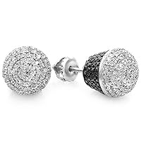 Dazzlingrock Collection 1.05 Carat (ctw) Round White Diamond Ladies Cluster Stud Earrings 1 CT, Sterling Silver
