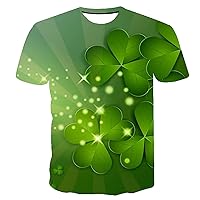 Happy St Saint Patrick's Day T-Shirt for Men Women Casual Crewneck Short Sleeve Shirts Irish Shamrock Print Tee Tops