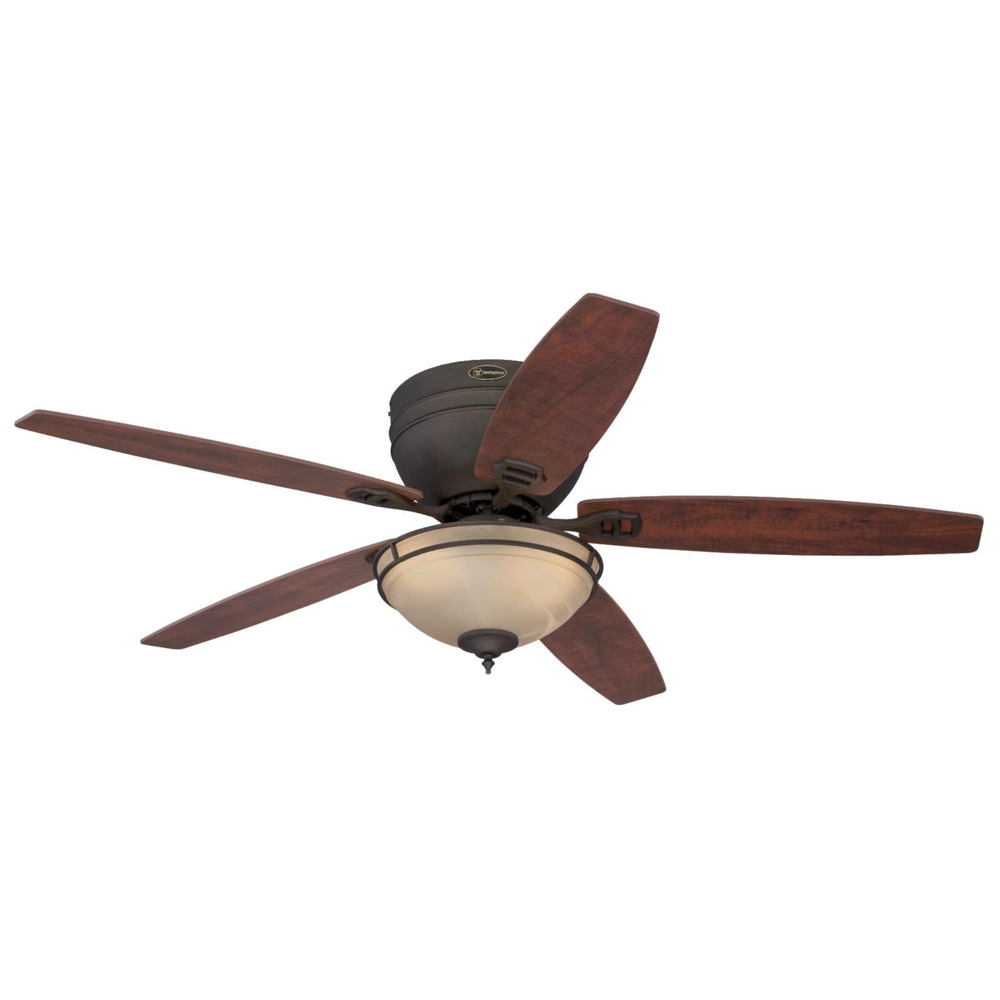 Westinghouse Lighting 7209600 Traditional Carolina LED 52 inch Oil Rubbed Bronze Indoor Ceiling Fan, LED Light Kit with Amber Alabaster Bowl