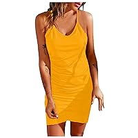 Knit Dresses for Women Women's Knitted Solid Colour O-Neck Sleeveless I-Back Tight Dress 2024 Work, S XXXL