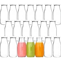 QAPPDA 12 oz Glass Bottles, Glass Milk Bottles with Lids, Vintage Breakfast Shake Container, Vintage Drinking Bottles with Chalkboard Labels and Pen for Party,Kids,Set of 20