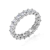 Amazon Collection Platinum-Plated Sterling Silver Princess Cut All-Around Band Ring made with Infinite Elements Cubic Zirconia (7.5 cttw), Size 6