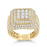 The Diamond Deal 14kt Yellow Gold Mens Round Diamond Square Ring 4 Cttw
