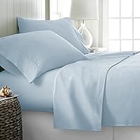 King Aqua Sheet Set, 4 Piece Microfiber Bed Sheets，Soft Flat Bed Sheets Cover, Hotel Luxury 1800 High Thread Count Comfy Sheets, 21