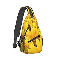 Sunflowers Print Crossbody Backpack Shoulder Bag Cross Chest Bag For Travel, Hiking Gym Tactical Use