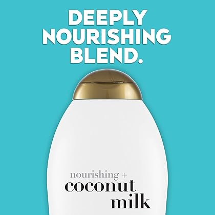 OGX Nourishing + Coconut Milk Moisturizing Conditioner for Strong & Healthy Hair, with Coconut Milk, Coconut Oil & Egg White Protein, Paraben-Free, Sulfate-Free Surfactants, 25.4 fl oz