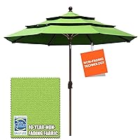 EliteShade USA 10-Year-Non-Fading 9Ft 3 Tiers Market Umbrella Patio Umbrella Outdoor Table Umbrella with Ventilation,Macaw Green