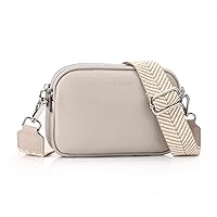 befen Small Genuine Leather Triple Zip Camera Crossbody Bags for Women Cross Body Purses Handbag with Credit Card Slots