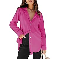 siliteelon Womens Button Down Shirts Dress Shirts Long Sleeve Blouses Wrinkle Free Solid Tunics Tops with Pockets
