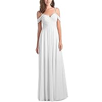 Women's Off The Shoulder Chiffon Bridesmaid Dresses Long Wedding Party Gown