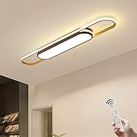 Qcyuui Linear Ceiling Light Modern LED Ceiling Lamp Dimmable Acrylic Ceiling Lighting Fixture with Remote Control for Kitchen Dining Room Cloakroom Hallway(48W/43.7in L)