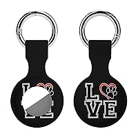 Love Paw Print in Heart Silicone Case for Airtags Holder Tracker Protective Cover with Keychain Air Tag Dog Collar Accessories