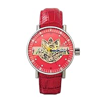 Gallucci Ladies Casual Skeleton Automatic Wrist Watch with a Flower Pattern Dial and Luminous Hands