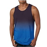Tank Tops for Men Fashion Gradient Color Sleeveless Shirts Workout Athletic Fitness Muscle Tee Shirt Summer Casual Top