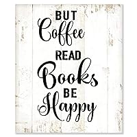 Vertical Wooden Pallet Drink Coffee Read Books Be Happy Wall Art Quote Decor Wood Hanging Sign for Home Farmhouse Kictchen Living Room 10×12 in