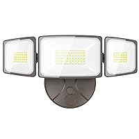 Onforu 60W Flood Lights Outdoor, 6000LM Super Bright Security Lights Switch Controlled, 3 Adjustable Heads, IP65 Waterproof, 6500K Wall Mount Exterior LED Flood Light