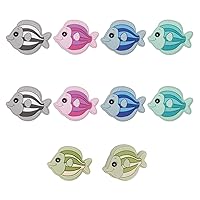 CHGCRAFT 10Pcs 5Colors Fish Shape Silicone Beads for DIY Necklaces Bracelet Keychain Making Handmade Crafts, Mixed Color