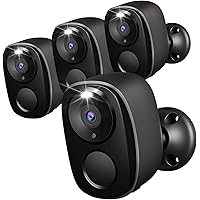 Security Cameras Wireless Outdoor 4pc,2K Battery Powered AI Motion Detection Spotlight Siren Alarm Surveillance Indoor Home Camera, Color Night Vision, 2-Way Talk, Waterproof, Cloud/SD, Work/Alexa