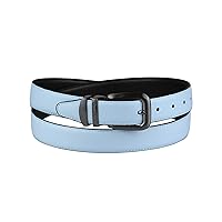 Reversible Belt Wide Solid Colors Black Bonded Leather Pewter-Tone Bkle