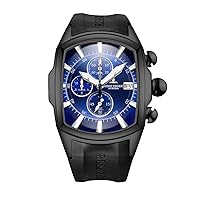 REEF TIGER Luxury Sport Watches for Men Blue Dial Rubber Strap Analog Quartz Watches RGA3069-T