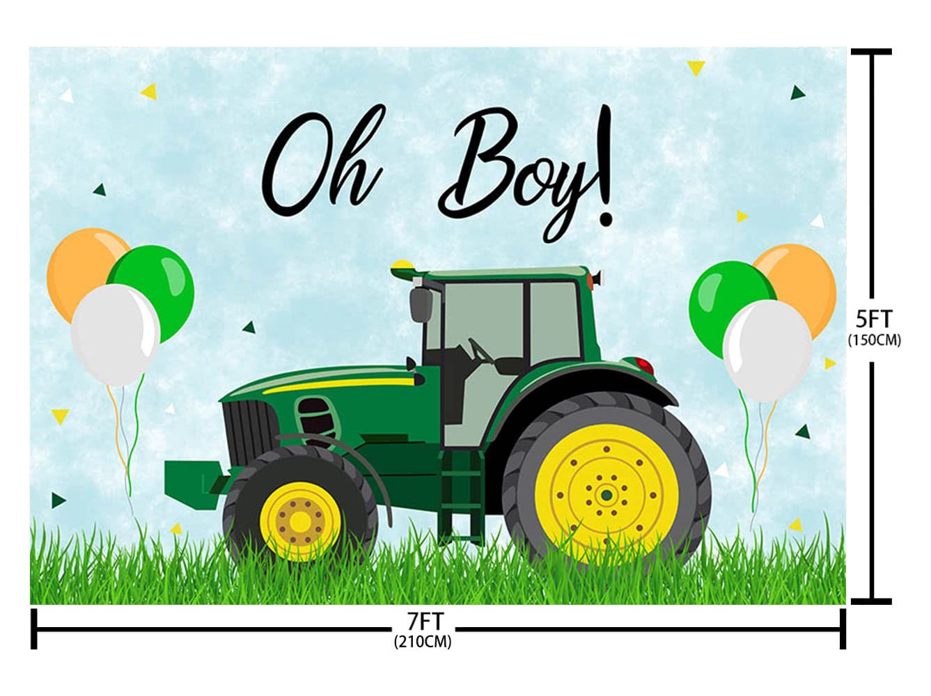 ABLIN 7x5ft Tractor Baby Shower Backdrop for Boy Oh Boy CQ233 0