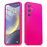 Zuslab Silicone Case Compatible with Samsung Galaxy S24 6.2 Inches 2024, TPU Rubber Gel Cover Support Wireless Charging, Anti-Scratch Shockproof Bumper Slim Fit for Galaxy S24 Case, Neon Pink