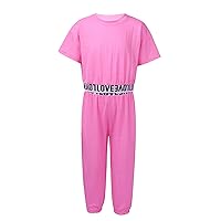 FEESHOW Junior Girls Short Sleeve T-shirt and Jogger Sweatpants Outfit Casual Sports Yoga Clothing Sets for 5-14 Years