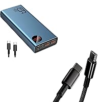 Baseus Power Bank, 65W 20000mAh Laptop Portable Charger and USB C Cable, 100W PD 5A QC 4.0 Fast Charging USB C to USB C Cable