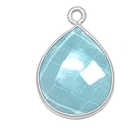 Aquamarine Stone Necklace for Jewelry Making - 10X40 12X15 15X18 18X25 22X30 25X35 8X26 mm Pear/Flat Teardrop Bezel Charms Pendants 24K Gold Plated Over 925 Sterling Silver Chakra Anklet DIY Crafting