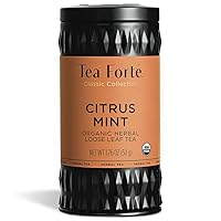 Tea Forte Organic Herbal Tea, Makes 35-50 Cups, 1.76 Ounce Loose Leaf Tea Canister, Citrus Mint
