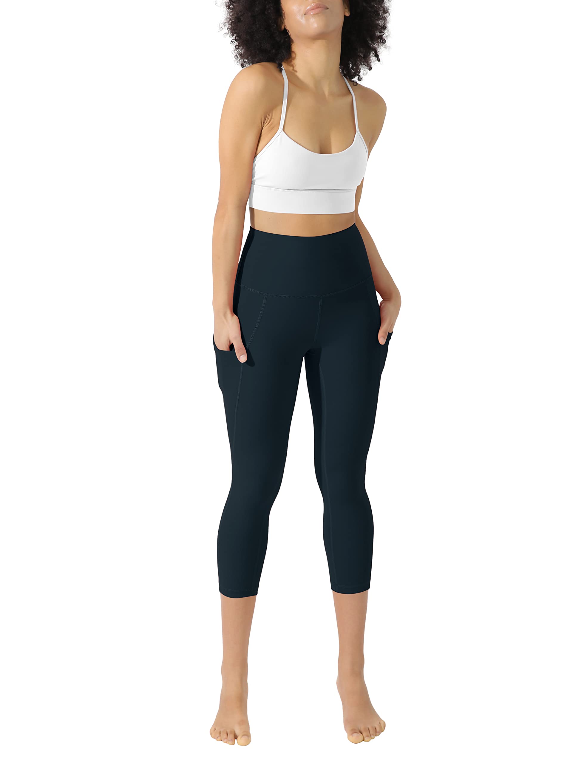ODODOS Women's High Waisted Yoga Capris with Pockets,Tummy Control Non See Through Workout Sports Running Capri Leggings