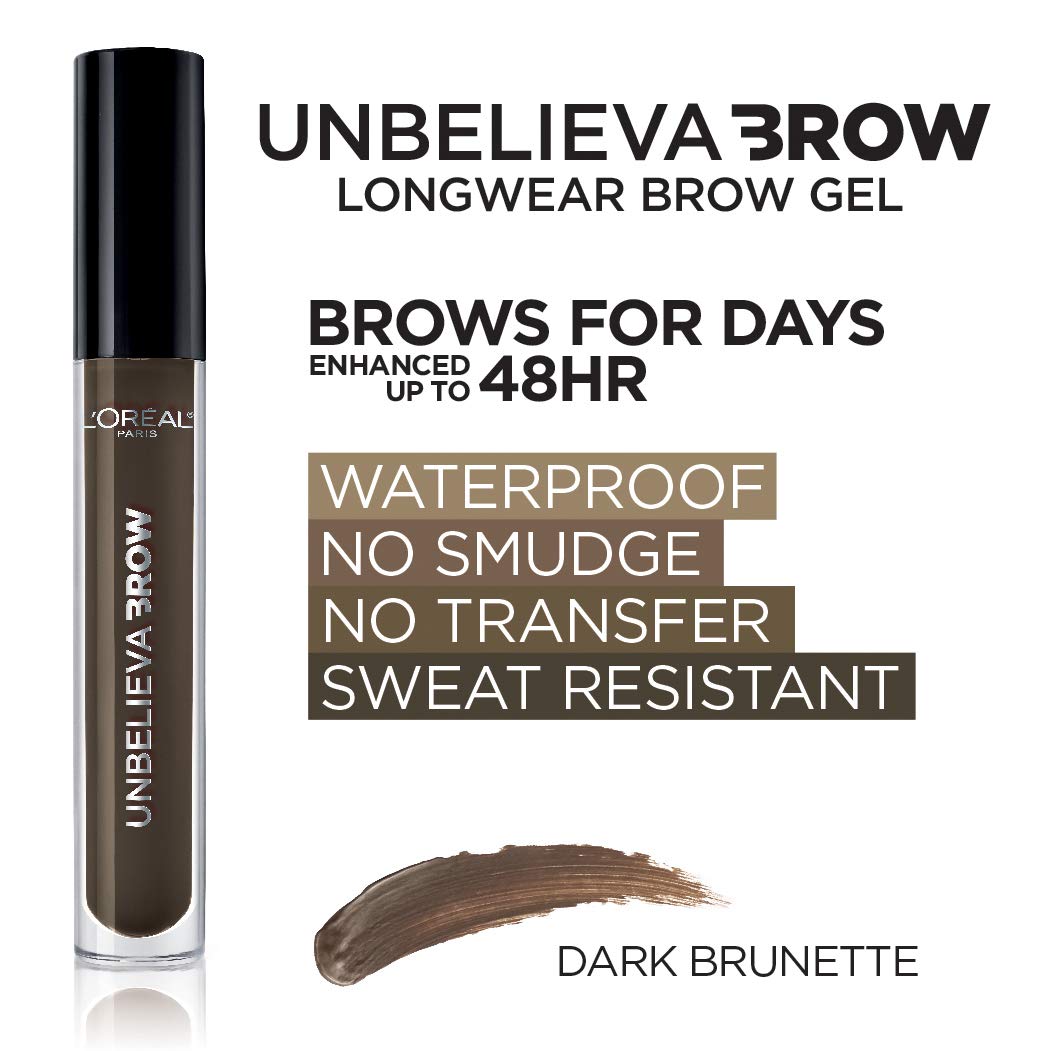L’Oréal Paris Unbelieva-Brow Longwear Waterproof Tinted Brow Gel, Dark Brunette, 0.15 fl. oz.