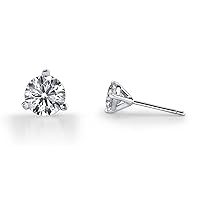 Choice of 14k Yellow or White Gold Round Diamond 3 Prong Martini Setting Stud Earrings (1/3 Cttw, I-J Color,SI2-I1 Clarity)