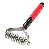 Paw Brothers 13-Blade Coarse Double Wide Dematting Undercoat Rake for Dogs and Cats, Professional Grade, Dog Shedding Brush, Stainless Steel Blades, Rounded Gentle Teeth