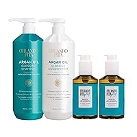 ORLANDO PITA + Moroccan Argan Oil Bundle, Moisturizing, Softening, & Shine-Enhancing for Smoother, More Manageable, & Overall Healthier Hair, Shampoo & Conditioner, 27 Oz Each, Serums, 5.2 Oz Each