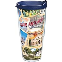 Tervis Texas-San Antonio Collage Insulated Tumbler with Wrap and Navy Lid, 24oz, Clear