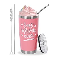 Best Mom Ever Gifts from Son Daughter, Happy Birthday Christmas Mothers Day Ideas Gift for Women Inspirational Thank You Present - 20 OZ Travel Coffee Tumbler