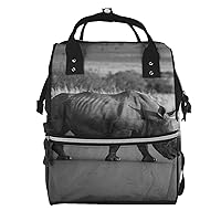 Wildlife Black Rhinoceros Printed Diaper Bag Nappy Backpack Multifunction Waterproof Mummy Backpack Nursing Bag For Baby