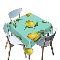 Fruit Pattern Tablecloth Square,Lemon Theme,Waterproof/Spill Proof/Stain Resistant/Wrinkle Free/Oil Proof Table Cover,for Birthday Cake Table Holiday Banquet Decoration（Green，40 x 40 Inch）