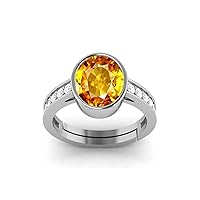 LMDPRAJAPATIS 7.00 Carat Yellow Sapphire Birthstone 925 Jewellery Sterling Silver Ring (Gemstone Tested By Lab Certificate), gemstone, Yellow Sapphire