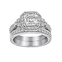 Amazon Collection Platinum or Gold Plated Sterling Silver Infinite Elements Zirconia Antique Ring Set