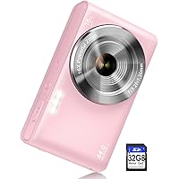 Digital Camera,UIKICON FHD 1080P Kids Camera with 32GB Card 44MP Point and Shoot Camera with 16X Digital Zoom, Compact Small Photography Cameras Gift for Kid Student Children Teens Girl Boy(Pink2)