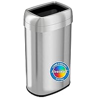 iTouchless 16 Gallon Open Top Kitchen Trash Can and Recycle Bin with Double Odor Filters, 61 Liter Stainless Steel Trashcan Commercial Grade for Garage Home, Office, Restaurant, Restroom, Store, Dorm
