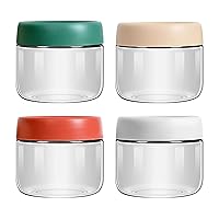 Glass Canister Set, Glass Food Jars Canisters, Space Saving Glass Pantry Jars, Airtight Bamboo Lid Jar with Freshness Guaranted, Glass Food Storage Jar for Snacks Salad Sugar Cereal Spices Yogurt