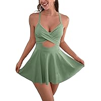 Sexy One Piece Swimsuit for Women Swim Suits for Women 2024 Tummy Control Swim Dresses Skirt Bathing Suit