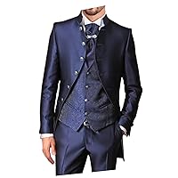 Men Stand Collar Suits with Pants Wedding Suits for Men Slim Fit Waistcoat for Groom Custom 3 Piece Floral Suit